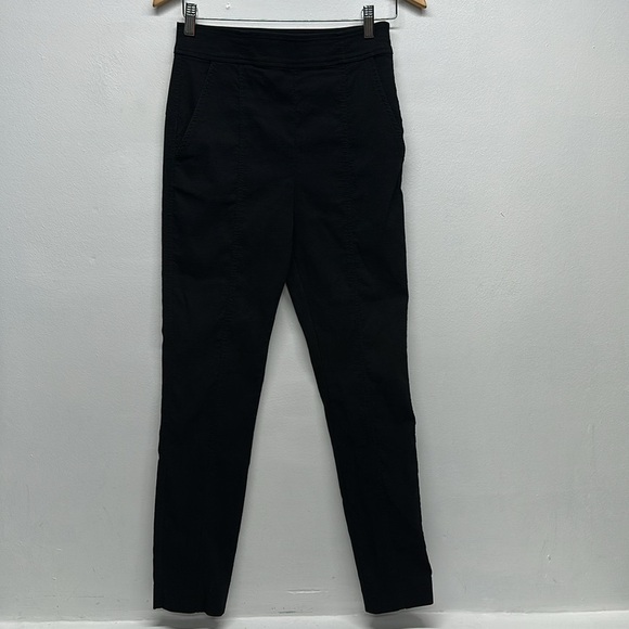 Alc Pants Skinny Trousers Hi Waist Pockets Cotton Stretch Side Zip Black Size 8 - Picture 1 of 10